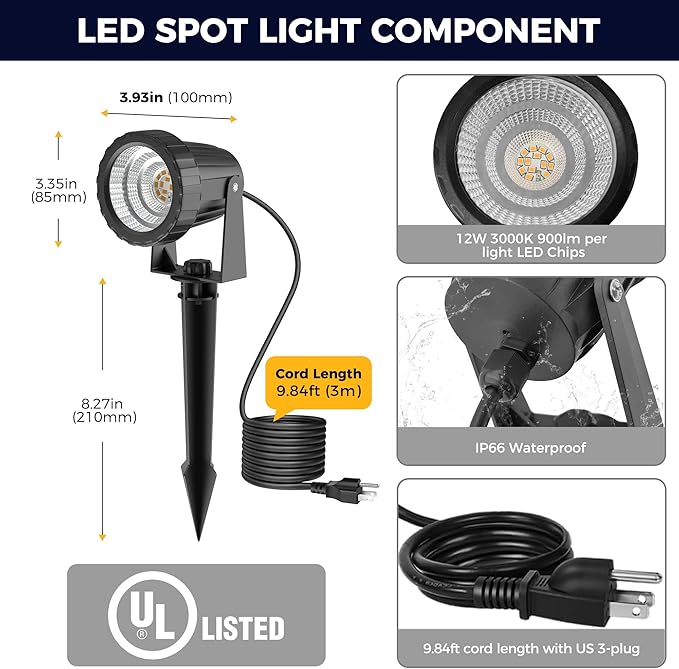 L LOHAS LED 12W Dusk to Dawn Outdoor Lighting, Auto On/Off 3000K Landscape Ou...