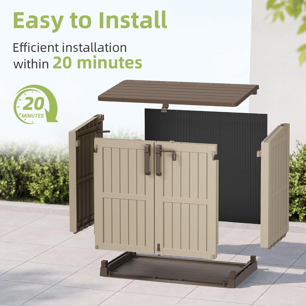 Outdoor Storage Box 36 Cu Ft with Lockable Doors, Portable Horizontal Outdoor...