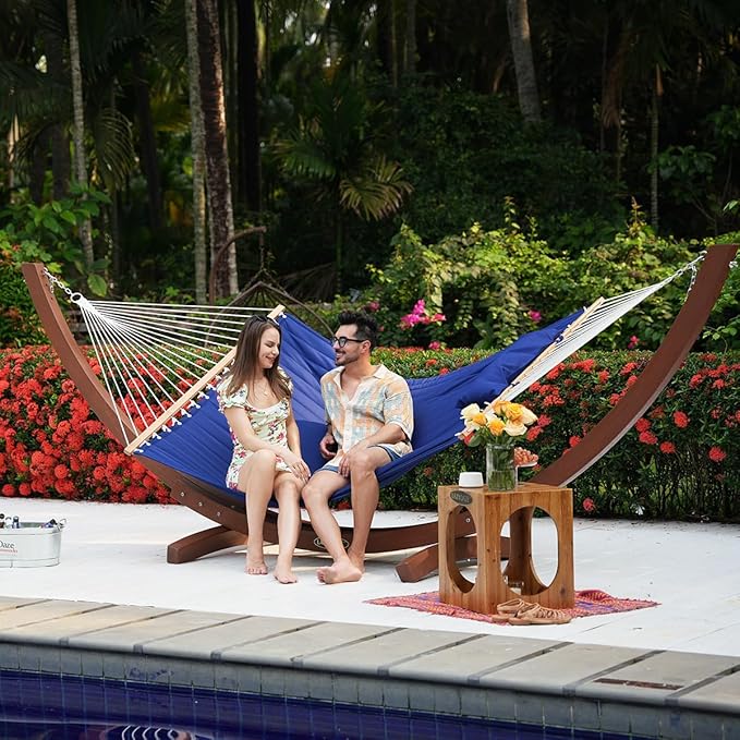 Lazy Daze Hammocks 12 FT Double Quilted Fabric Hammock with Spreader Bar and ...