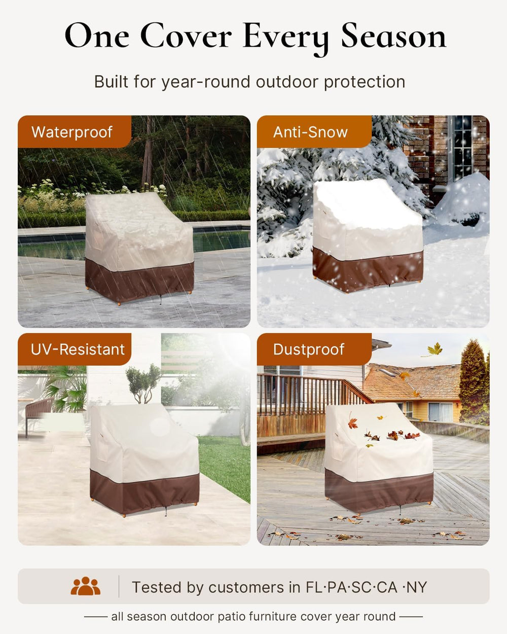 Patio Furniture Chair Cover Waterproof,32"W x 37"D x 36"H, 2Pack