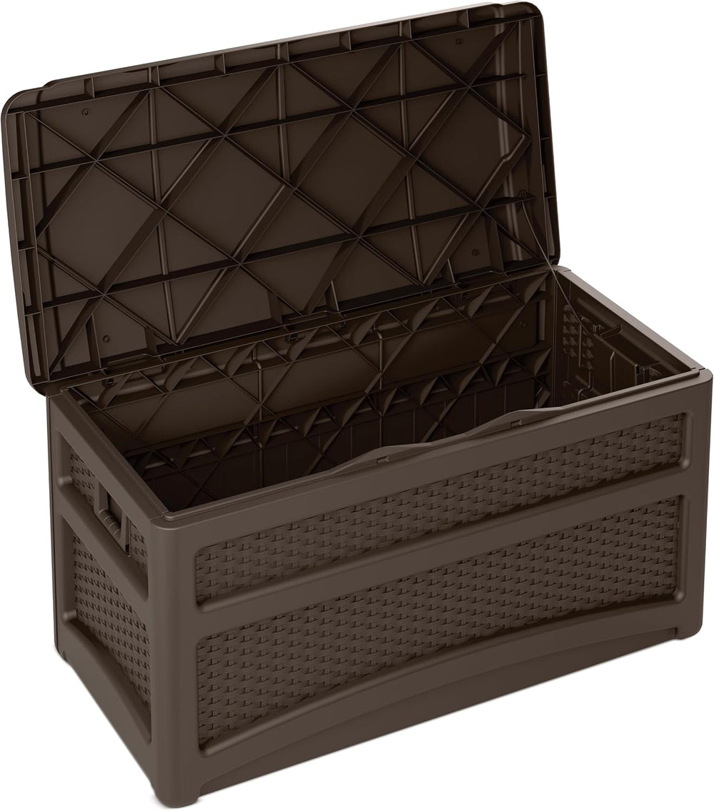 Suncast Durable 73 Gallon Outdoor Resin Storage Chest with Handles, Wheels, a...