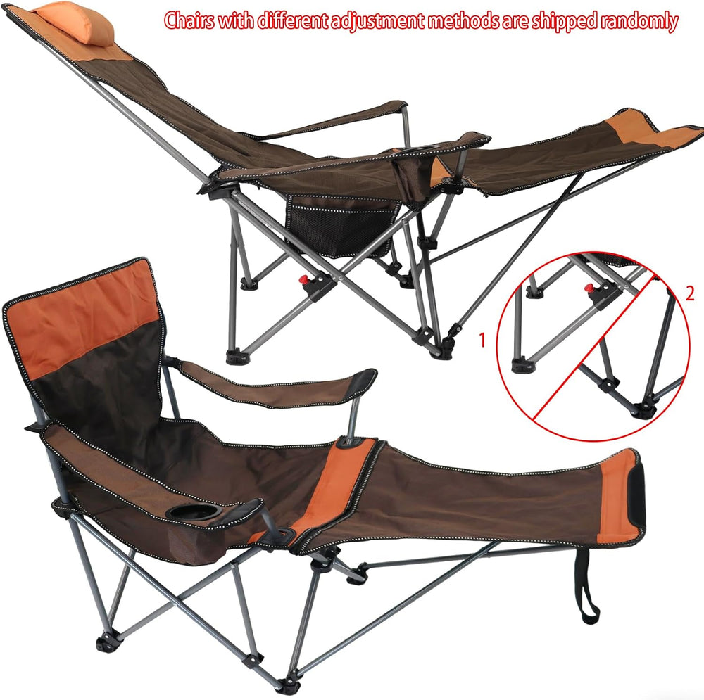 Camping Lounge Chair with Headrest Footrest and Storage Bag