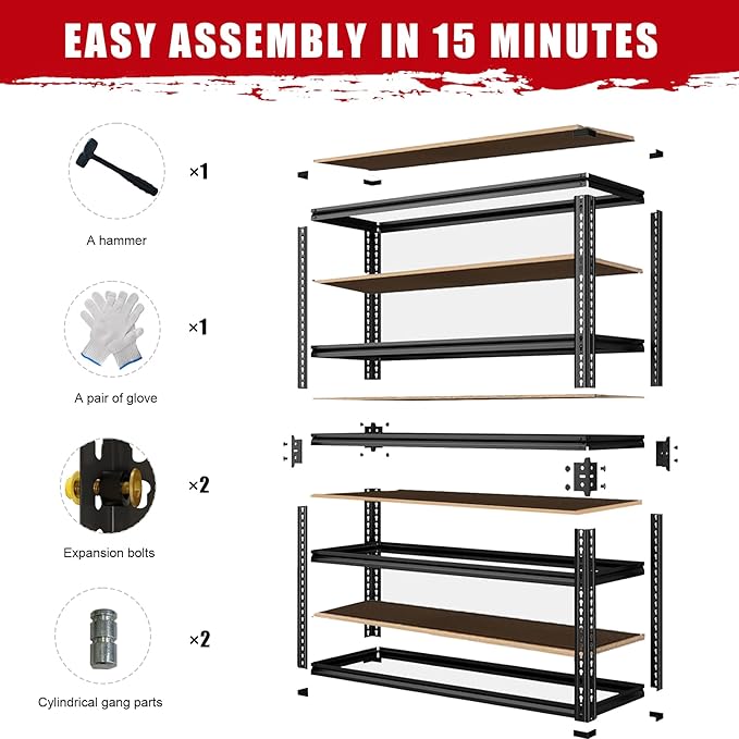 Garage Storage Shelves 2PCS, 60'' H Shelving Units and Storage, 2400 ...