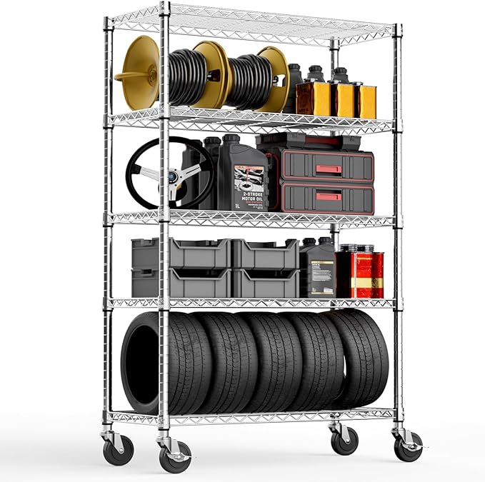 5-Shelf Storage Shelves,Wire Shelving Heavy Duty Metal Storage Shelving Unit ...
