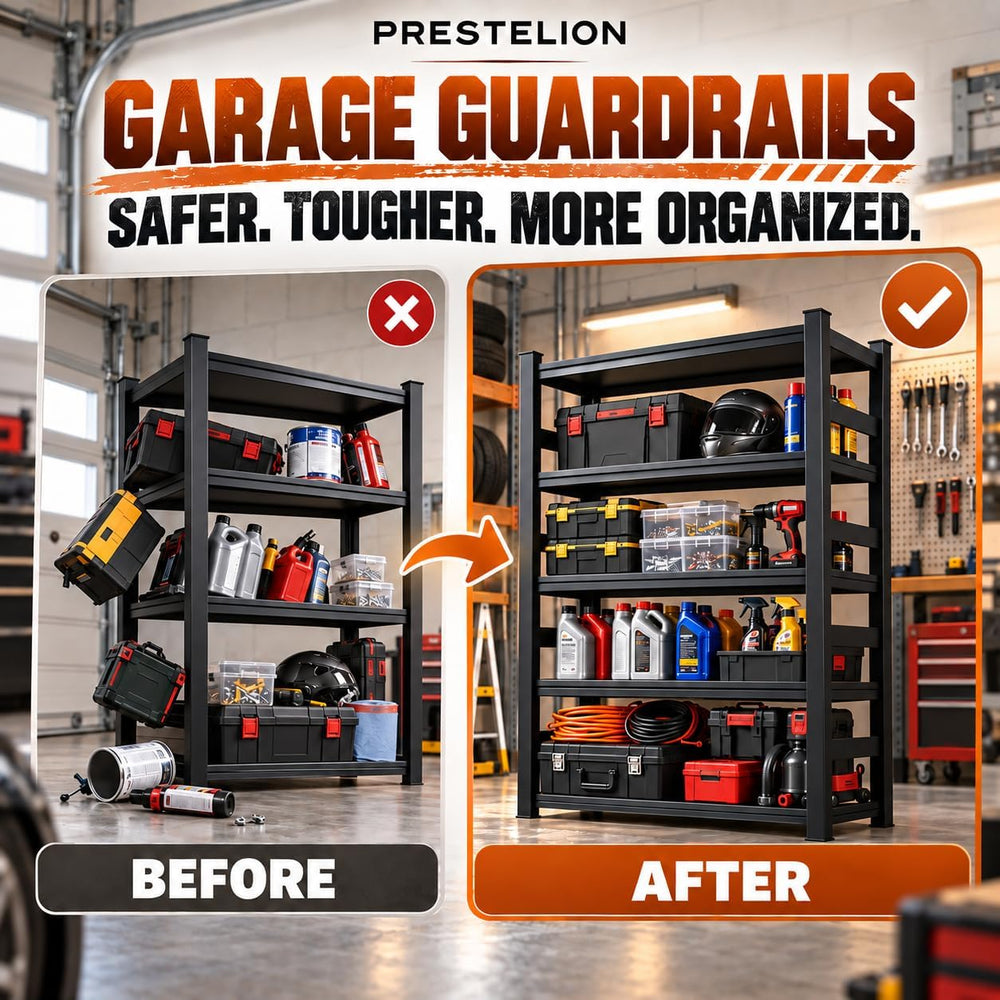 Garage Shelving Adjustable Metal Storage Shelves with Anti‑Tip Safety Kit