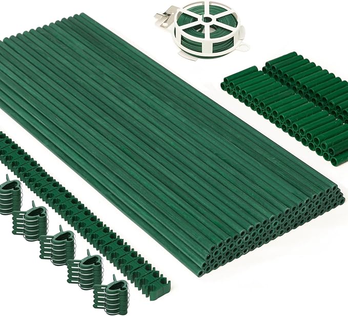 MAXPACE 249pcs Garden Stakes Kit: Includes 80 Sets of Fiberglass Plant Sticks...