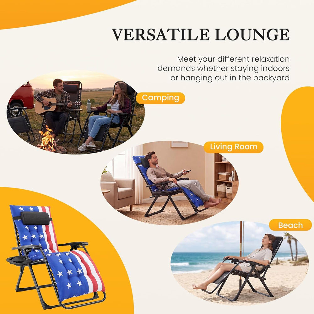 NEWBULIG Zero Gravity Chairs Set of 2, Outdoor Chairs with Cup Holder Trays