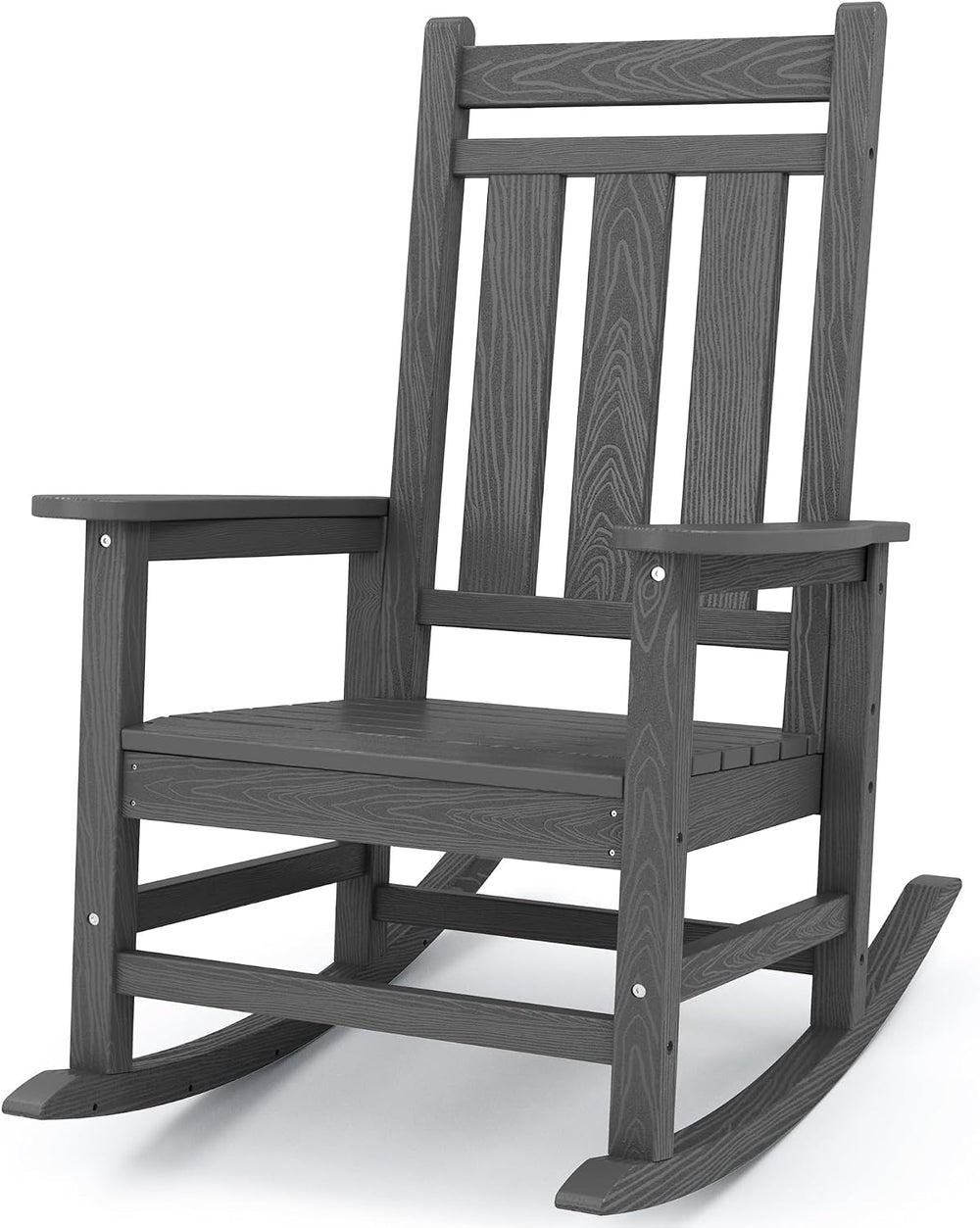 Oversized Outdoor Rocking Chair, HDPE Patio Rockers, Gray