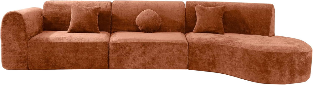 Merax 140" Curved Polyester Sectional Sofa Set, 7 Seat Modern Cloud Couc...