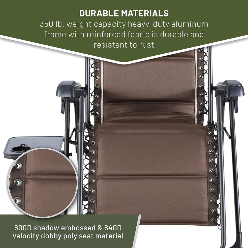 Timber Ridge Aluminum Zero Gravity Chair Set of 2, 350 lb Capacity Each