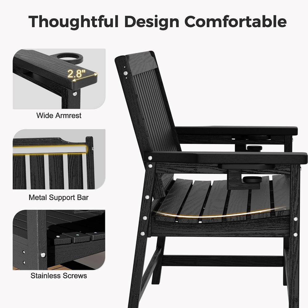 WACASA 48" Outdoor Bench Set of 2, HDPE Weatherproof Porch Bench, 2-Pers...