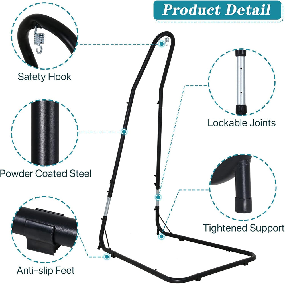 Dkeli Hammock Chair Stand Portable Heavy Duty Solid Steel Stand Only Outdoor ...
