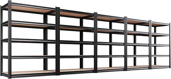 AOAORRG Set of 5 Garage Shelving Heavy Duty Storage Shelves, Metal Adjustable...