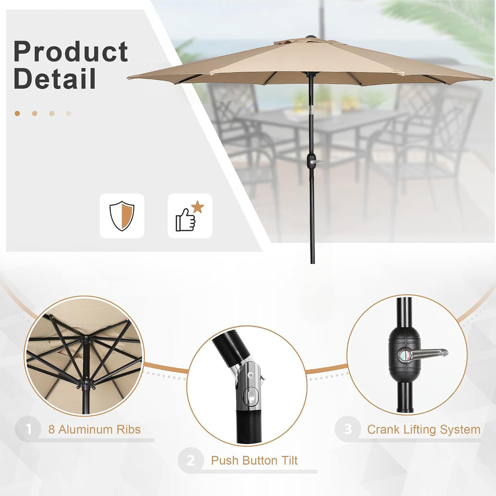 Crownland 7 Piece Patio Dining Set, Textilene Dining Sets, 6 Textilene Metal ...