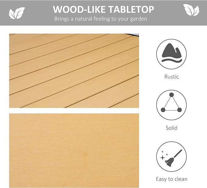 Outsunny 75" x 35" Outdoor Dining Table for 8 People, Rectangular A...