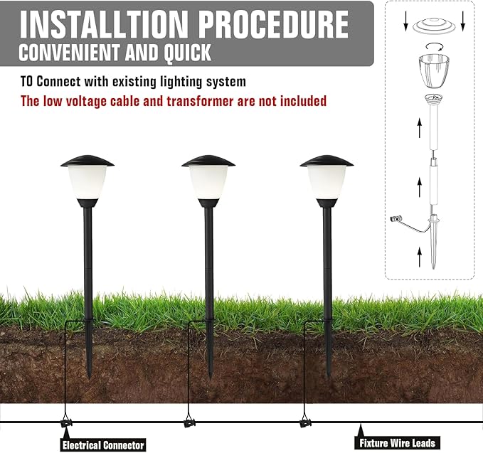 Low Voltage Pathway Lights LED Landscape Lights, 1.7W 12V, 3000K Warm White, ...