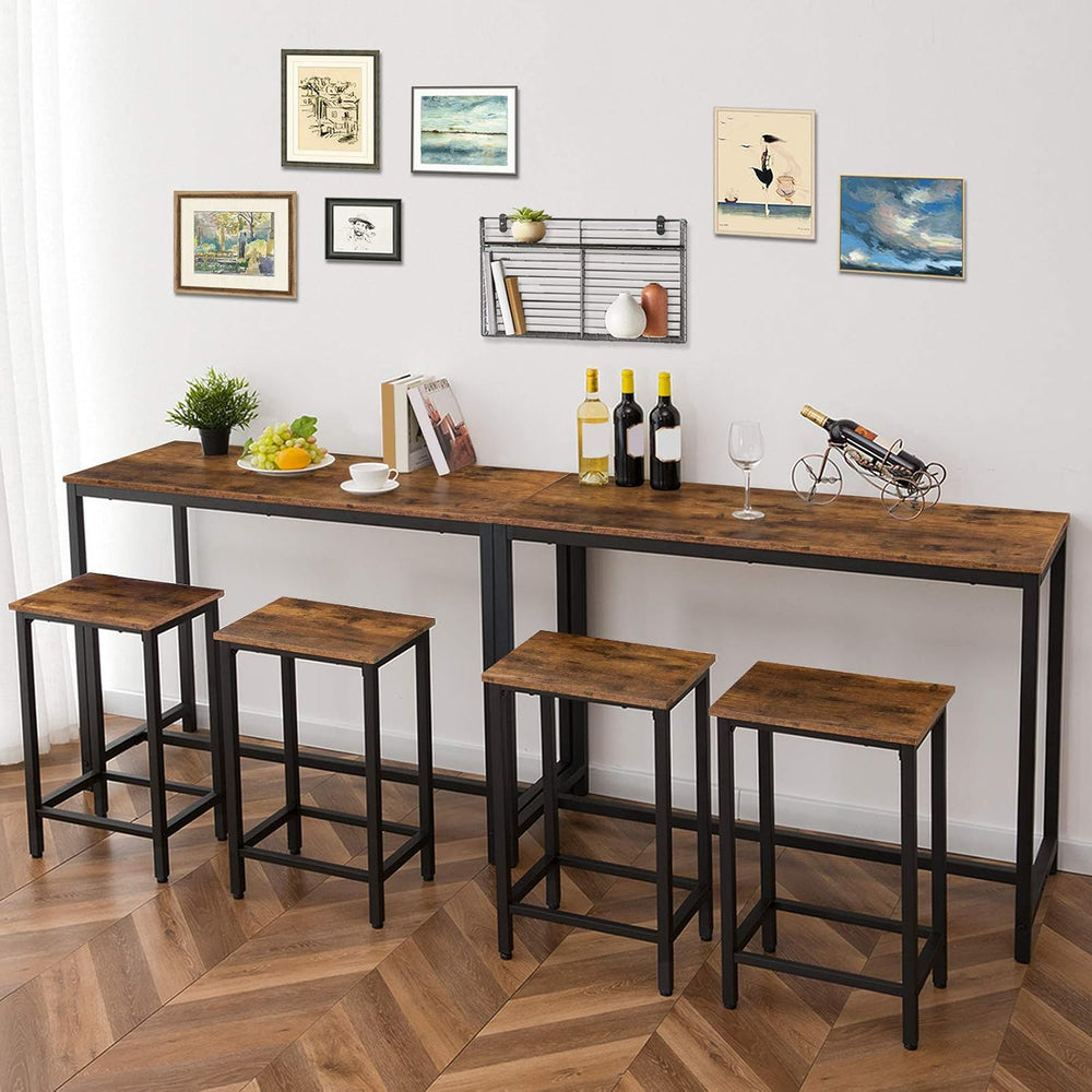 HOOBRO Bar Table and Chairs Set, 47.2” Rectangular Pub Table with 2 Stools fo...