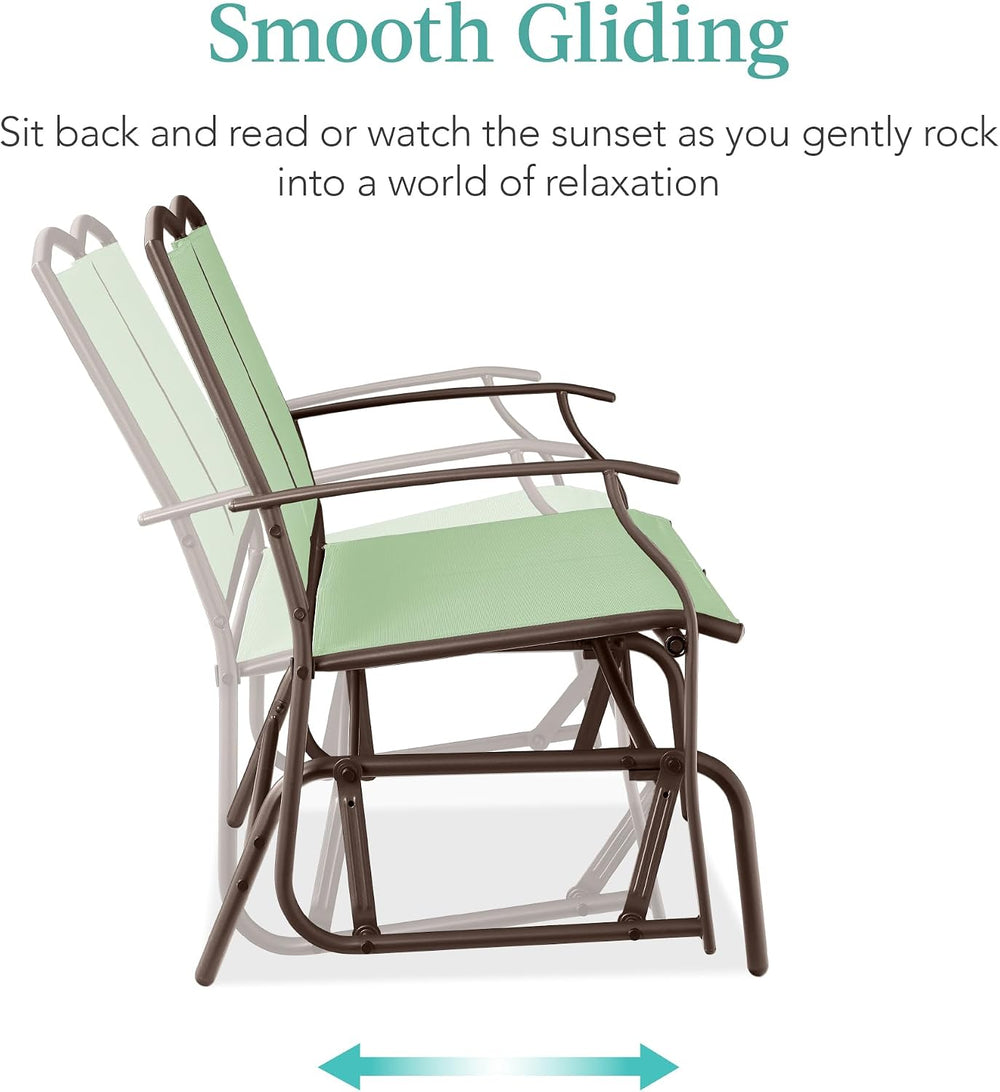 Best Choice Products 2-Person Outdoor Patio Swing Glider Steel Bench Loveseat...