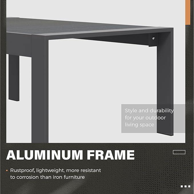Solaste Aluminum Outdoor Coffee Table, All-Weather Rectangle Metal Patio Coff...