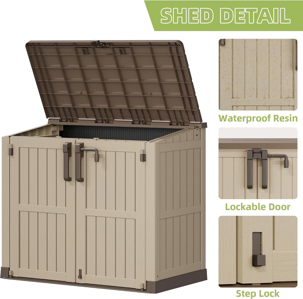 Outdoor Storage Box 36 Cu Ft with Lockable Doors, Portable Horizontal Outdoor...