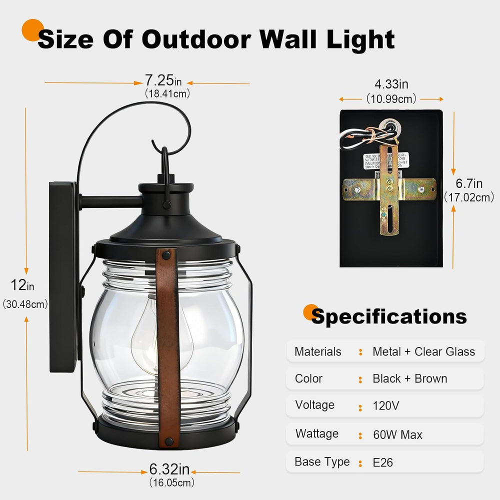 Outdoor Wall Lantern Lights, Black Exterior Wall Sconce Garage Light Fixtures...