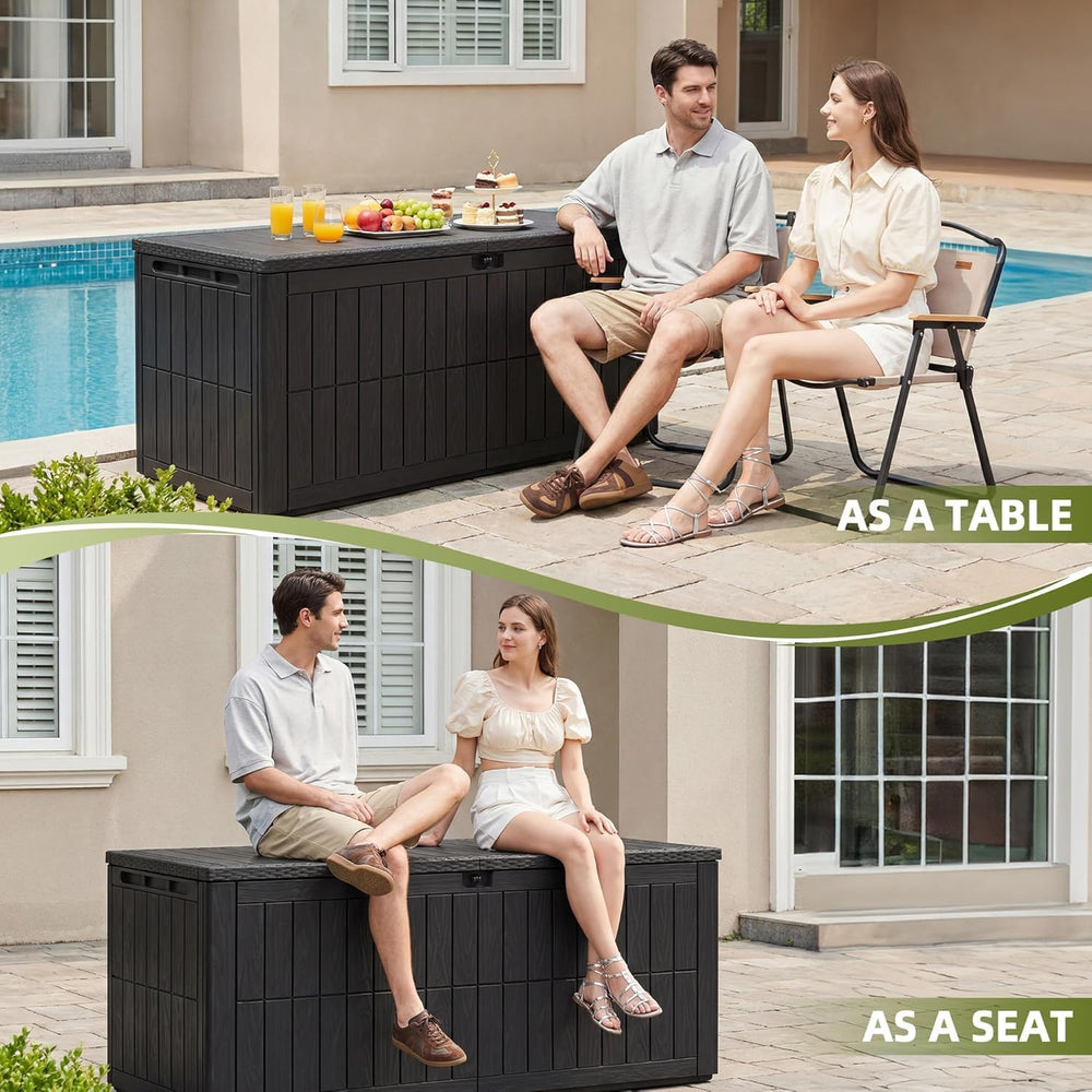 UDPATIO 120 Gallon Lockable Deck Box Outdoor Storage Box Waterproof Indoor Ou...
