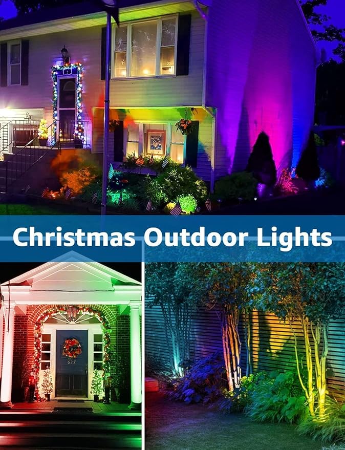 SUNVIE 12W Christmas Low Voltage Landscape Lighting RGB Color Changing LED La...
