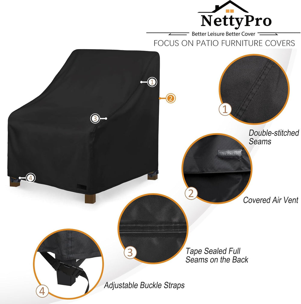 NettyPro Patio Chair Covers for Outdoor Furniture Set 2, 30"W x 33"...