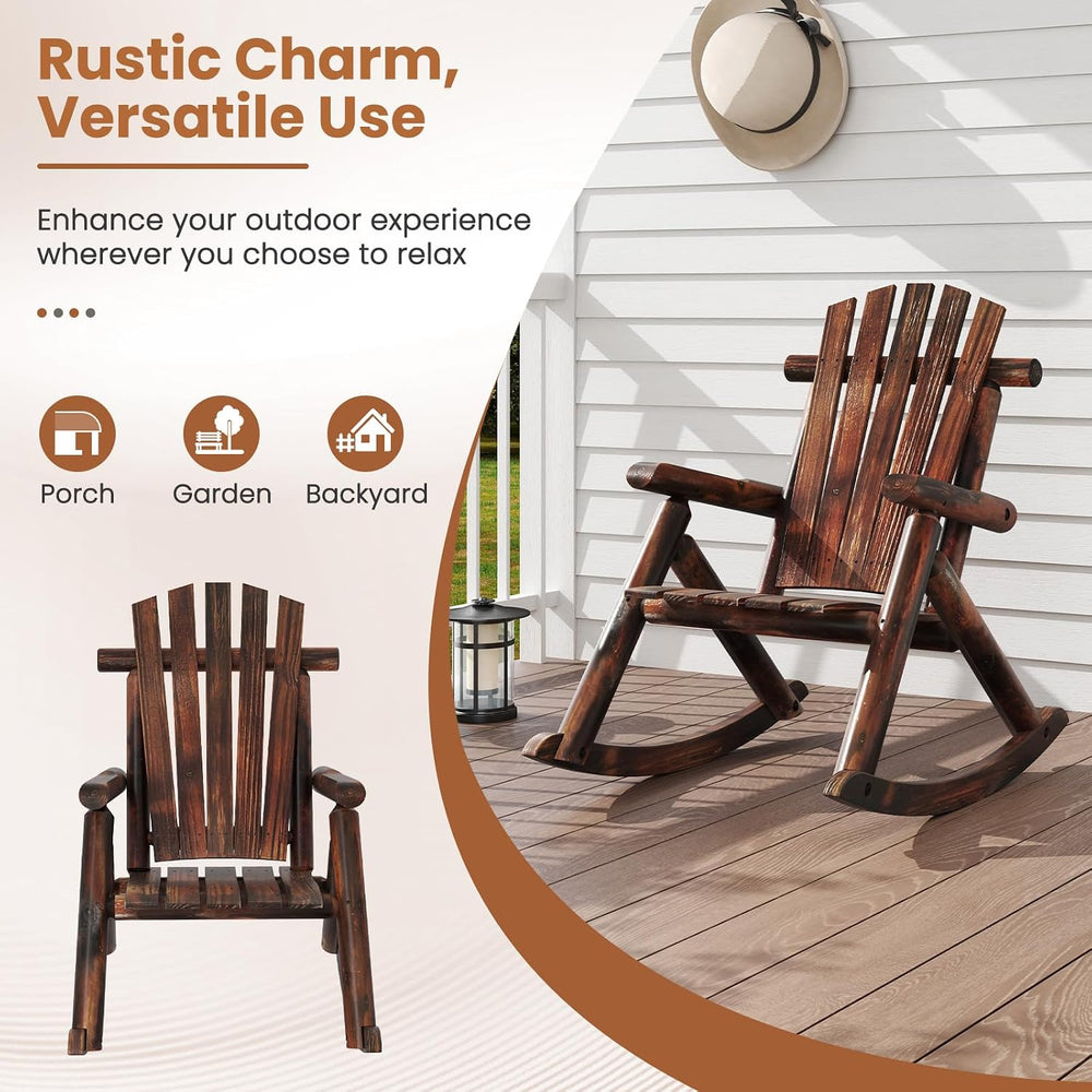 Tangkula Wood Outdoor Rocking Chair, Solid Fir & Pine Wood, 1-Person (1)