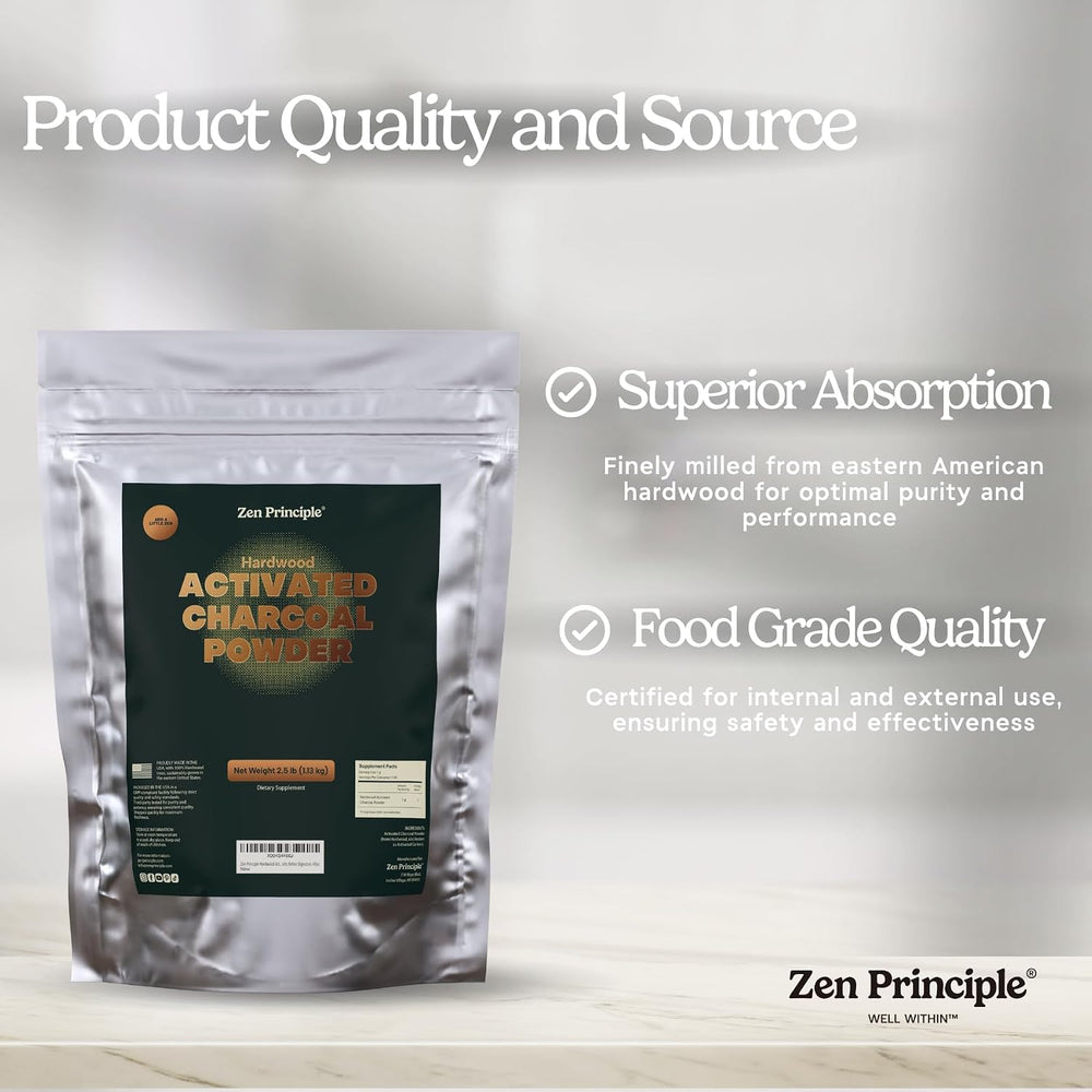Zen Principle Hardwood Activated Charcoal Powder 100 Percent from USA Trees. ...