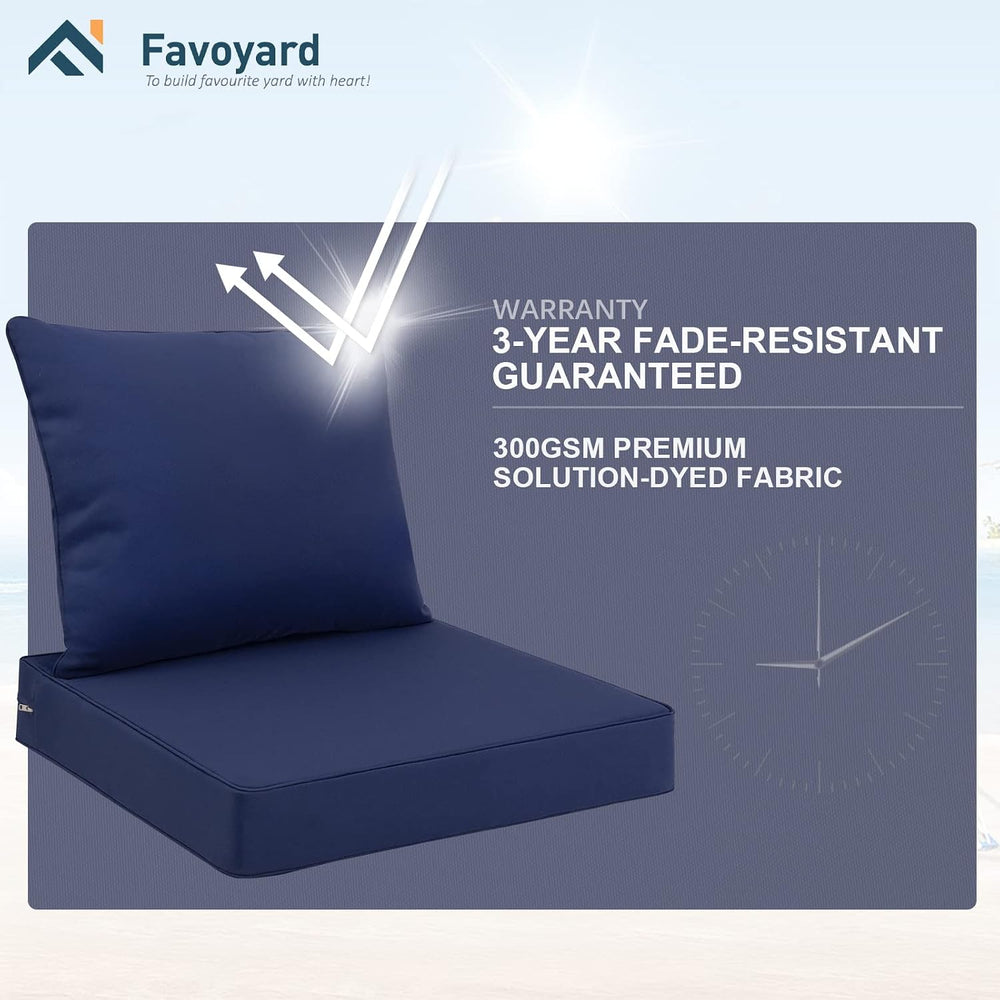 Favoyard Outdoor Patio Seat Cushions Set, 19 x 19 Inch, Waterproof, Blue