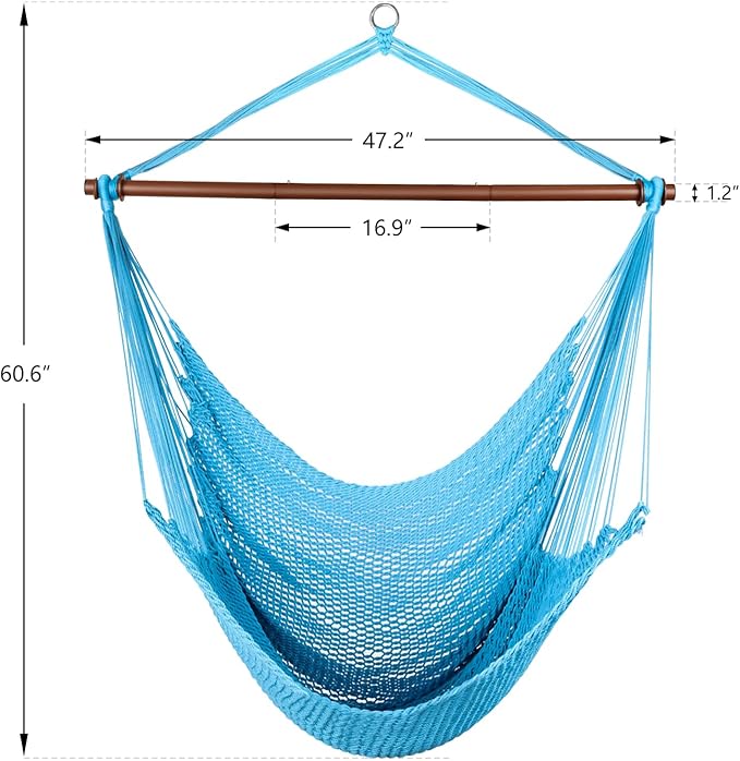 Upgraded Caribbean Hammock Chair with Detachable Metal Bar, Large Hammock Swi...