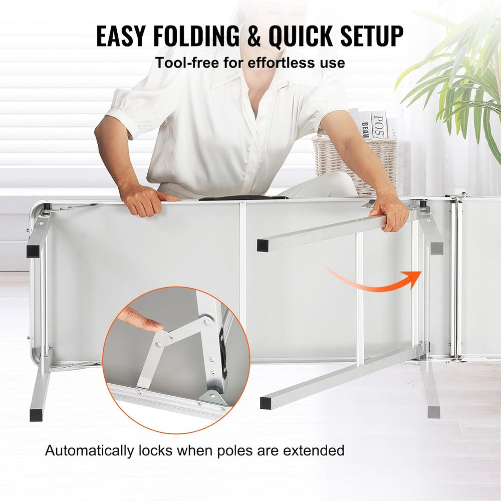 VEVOR Extra Long Folding Portable Bar Tradeshow Podium Table for Indoor, Outd...