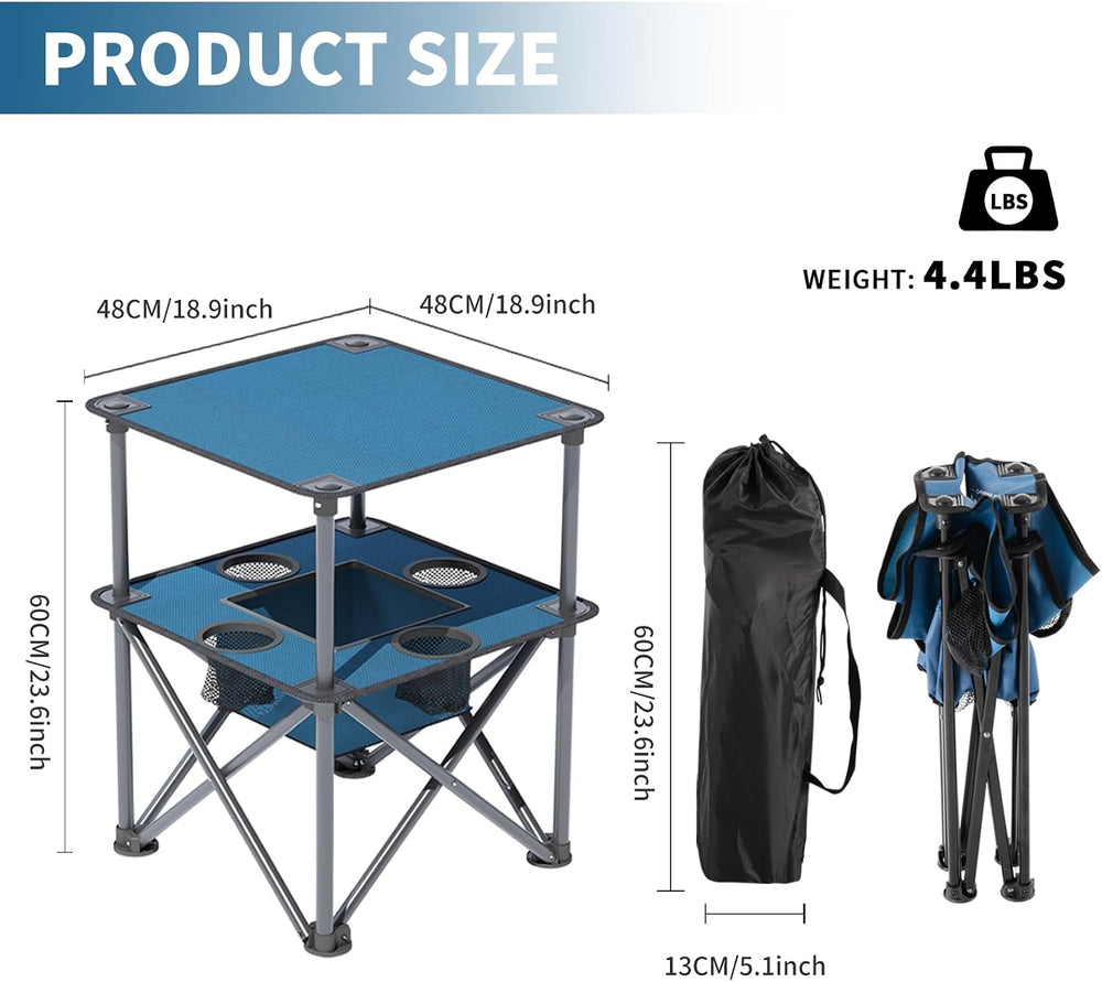 Folding Camping Table, Portable Outdoor Picnic Table, Lightweight Square Camp...