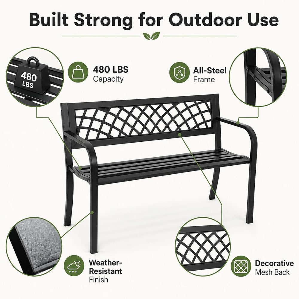 Meet perfect Outdoor Garden Bench Metal, Black