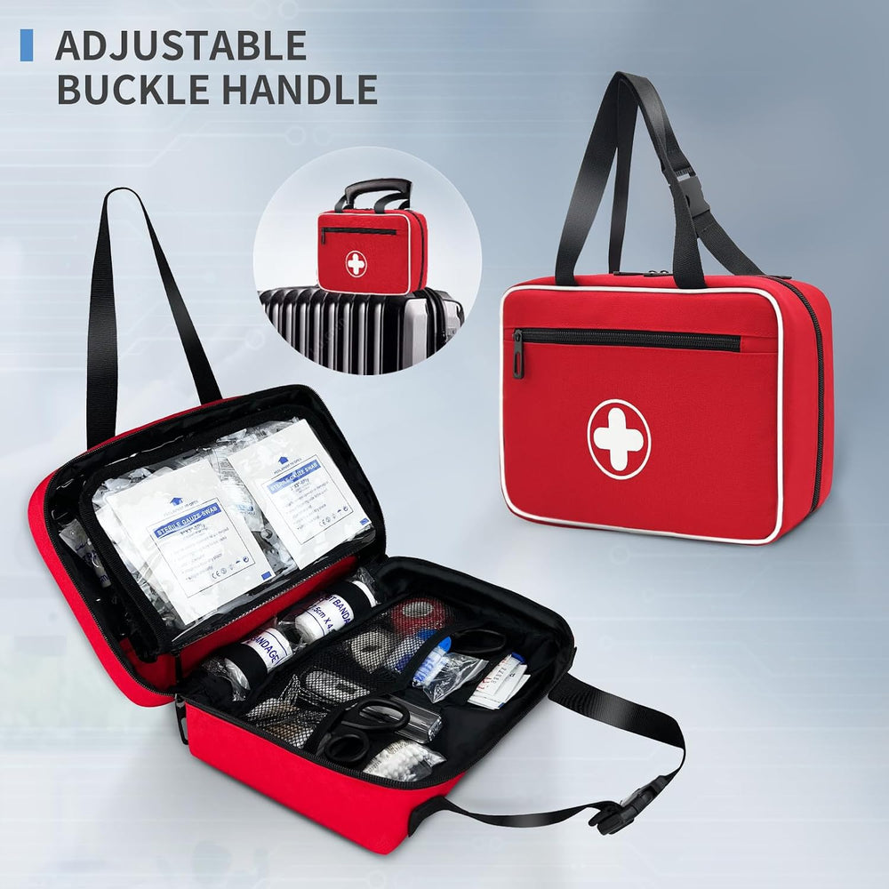 Portable First Aid Bag, Empty Emergency Trauma Kit with Reflective Strips, Mu...