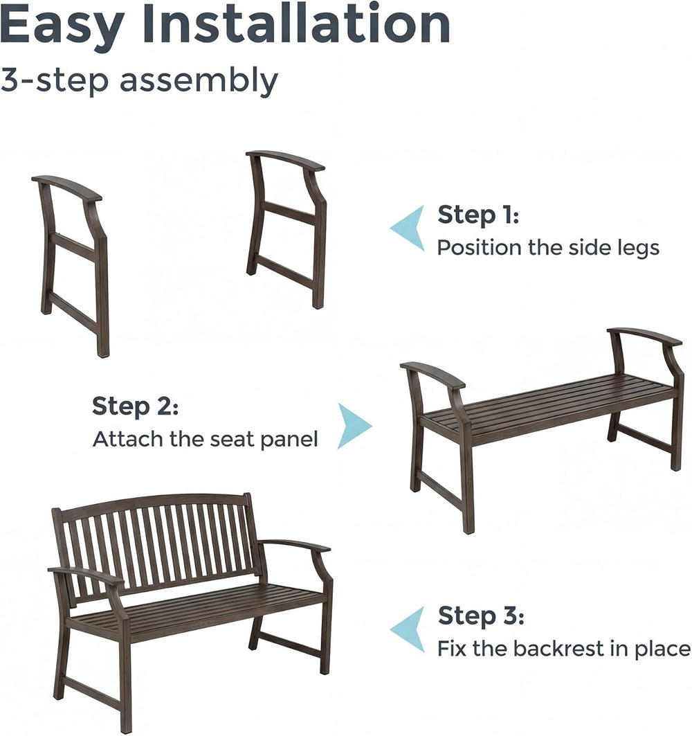 Grand patio 52" Farmhouse Outdoor Bench, Garden Benches with Anti-Rust A...