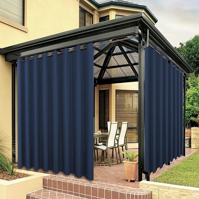 BONZER Waterproof Indoor/Outdoor Curtains for Patio Thick Privacy Wide Gromme...