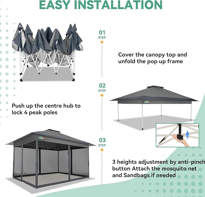 COBIZI 12x12 FT Pop up Gazebo on Clearance Outdoor pop up Canopy Tent,carpas ...