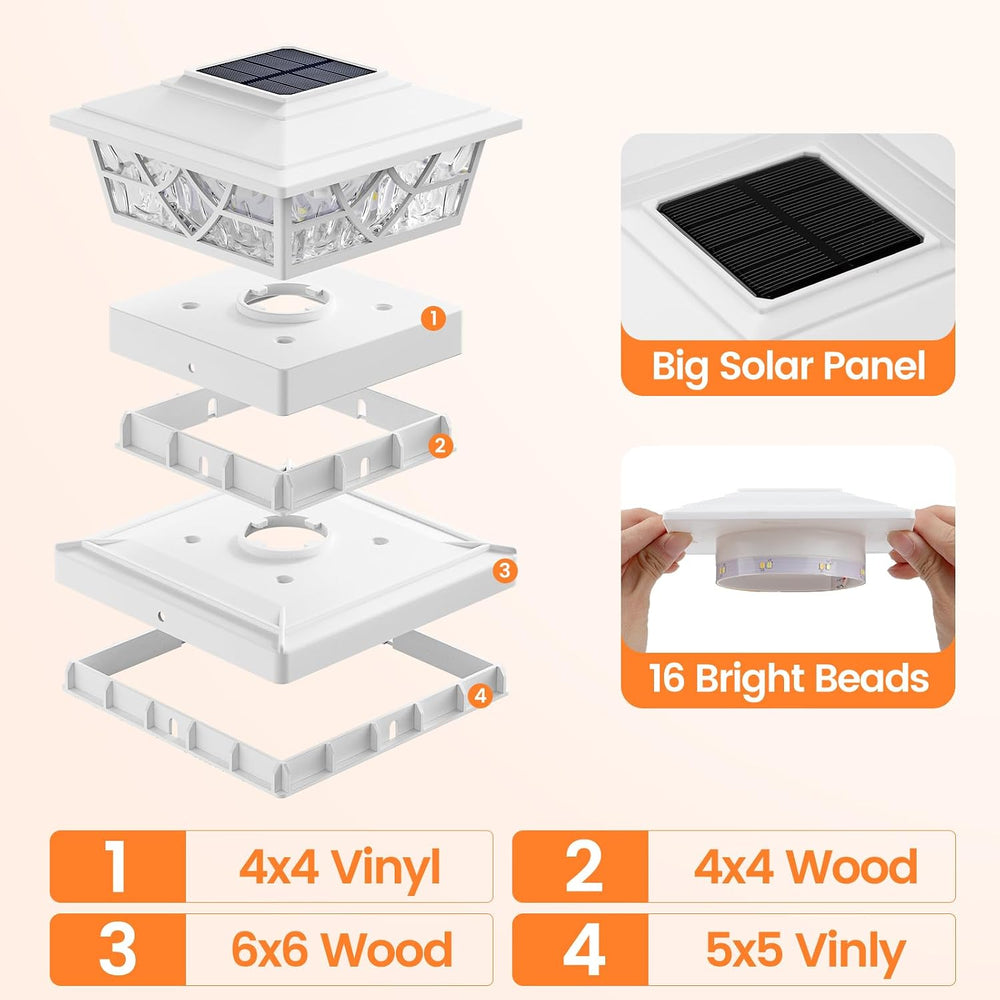 APONUO Solar Post Cap Lights 4x4 5x5 6x6, IP64 Waterproof