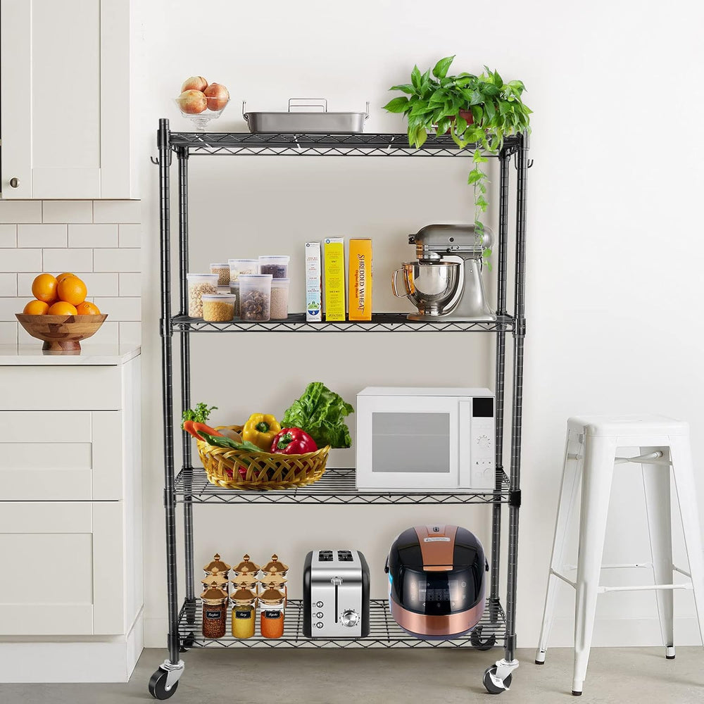 4-Tier Storage Shelves, Heavy Duty Metal Shelves Wire Rack Shelving Unit, Adj...