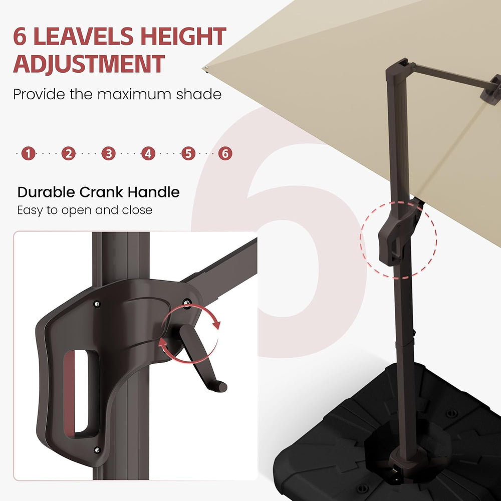 10x10 FT Cantilever Offset Patio Umbrella with Base Included