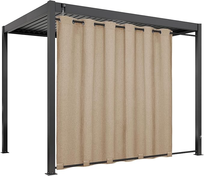 Easy-Going Linen Look Outdoor Curtains Waterproof Windproof Porch Curtains, S...