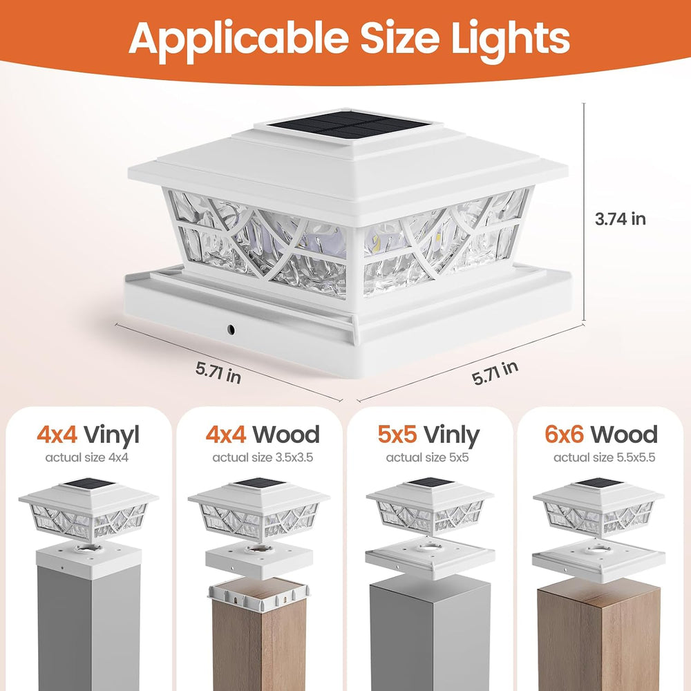 APONUO Solar Post Cap Lights 4x4 5x5 6x6, IP64 Waterproof