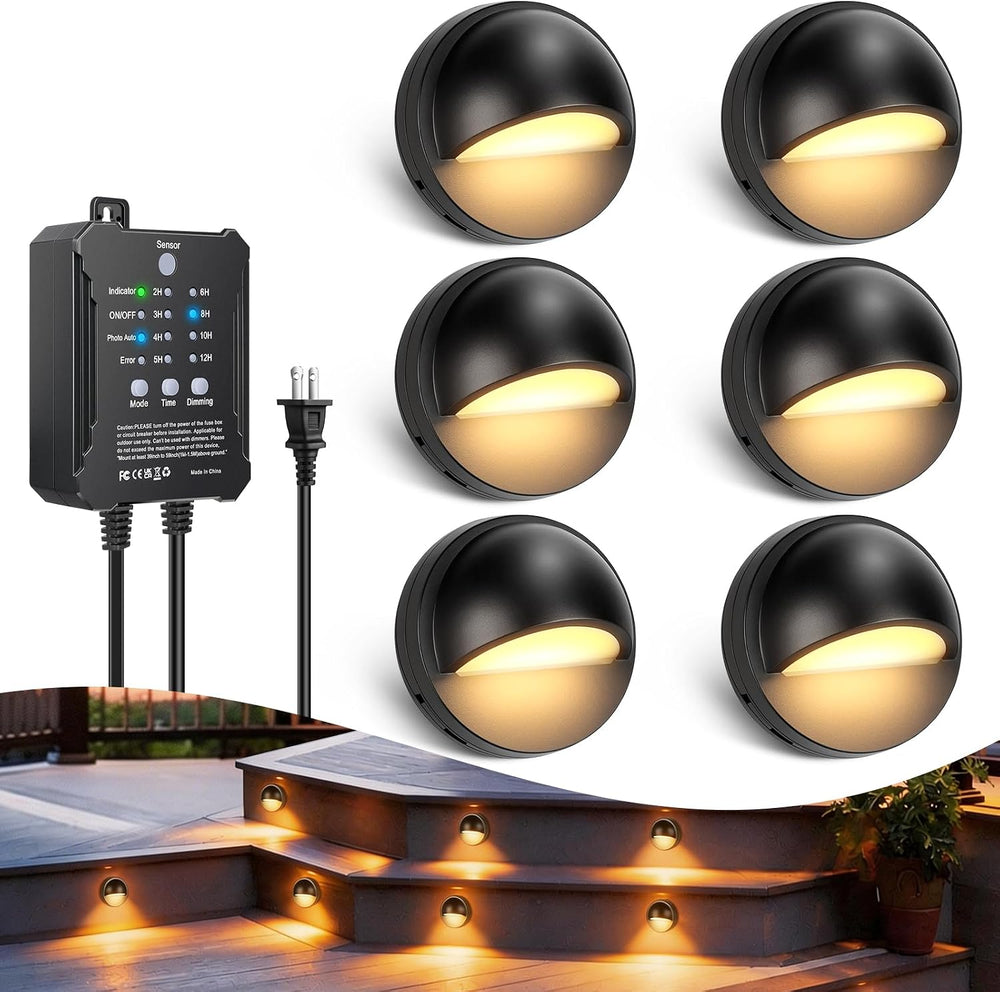 Low Voltage LED Deck Lights Kit with Plug-in Transformer, Dusk-to-Dawn Timer ...