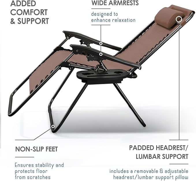 Nestl Zero Gravity Chairs, Portable Patio Lounge Chair Outdoor with Pillows &...