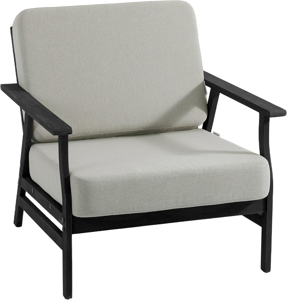 3 Piece Wood Patio Chair Outdoor Bistro Set, Outdoor Armchair All Weather Pat...