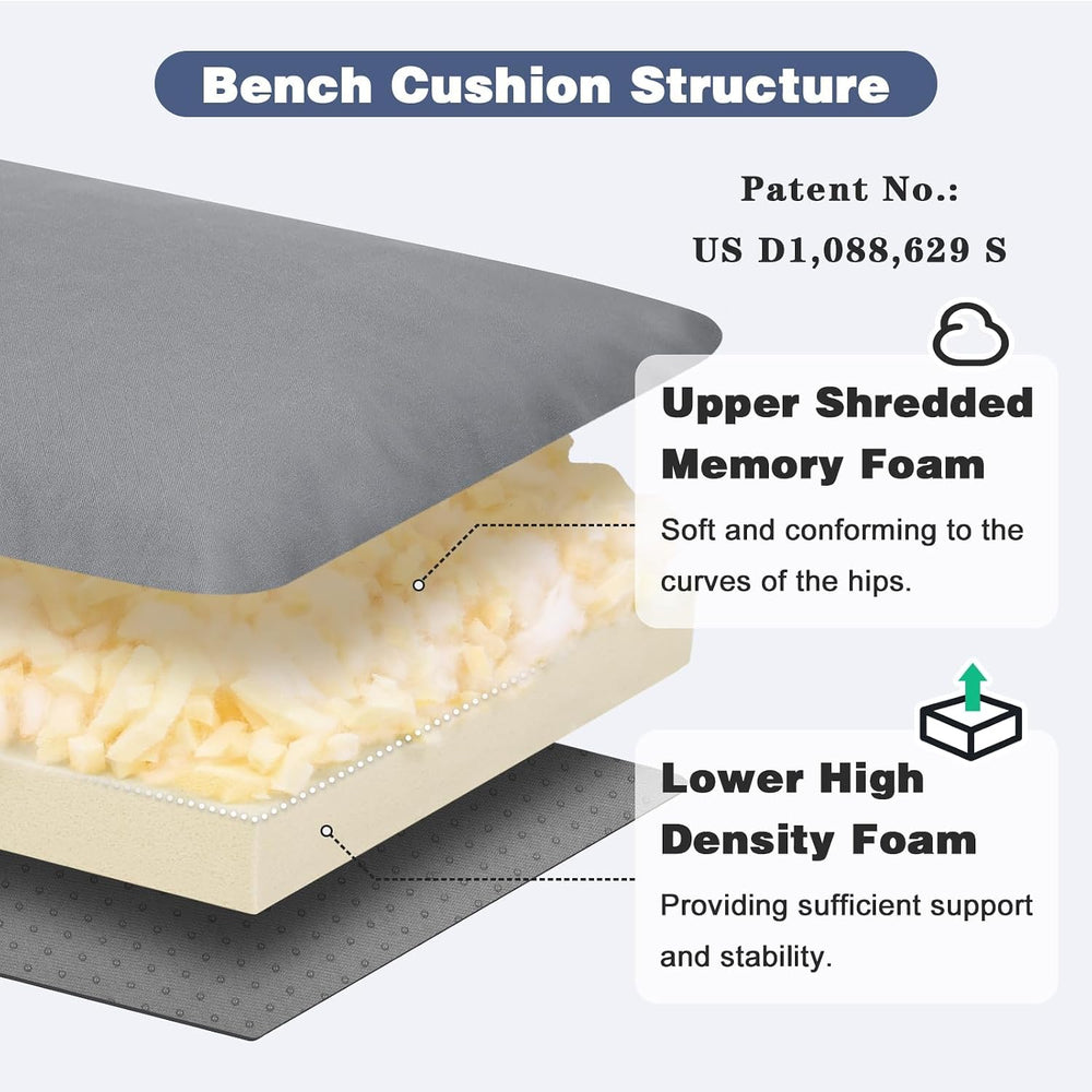 baibu Waterproof Outdoor Bench Cushion with Ties, 42 x 16 x 3.5 Inch, Grey