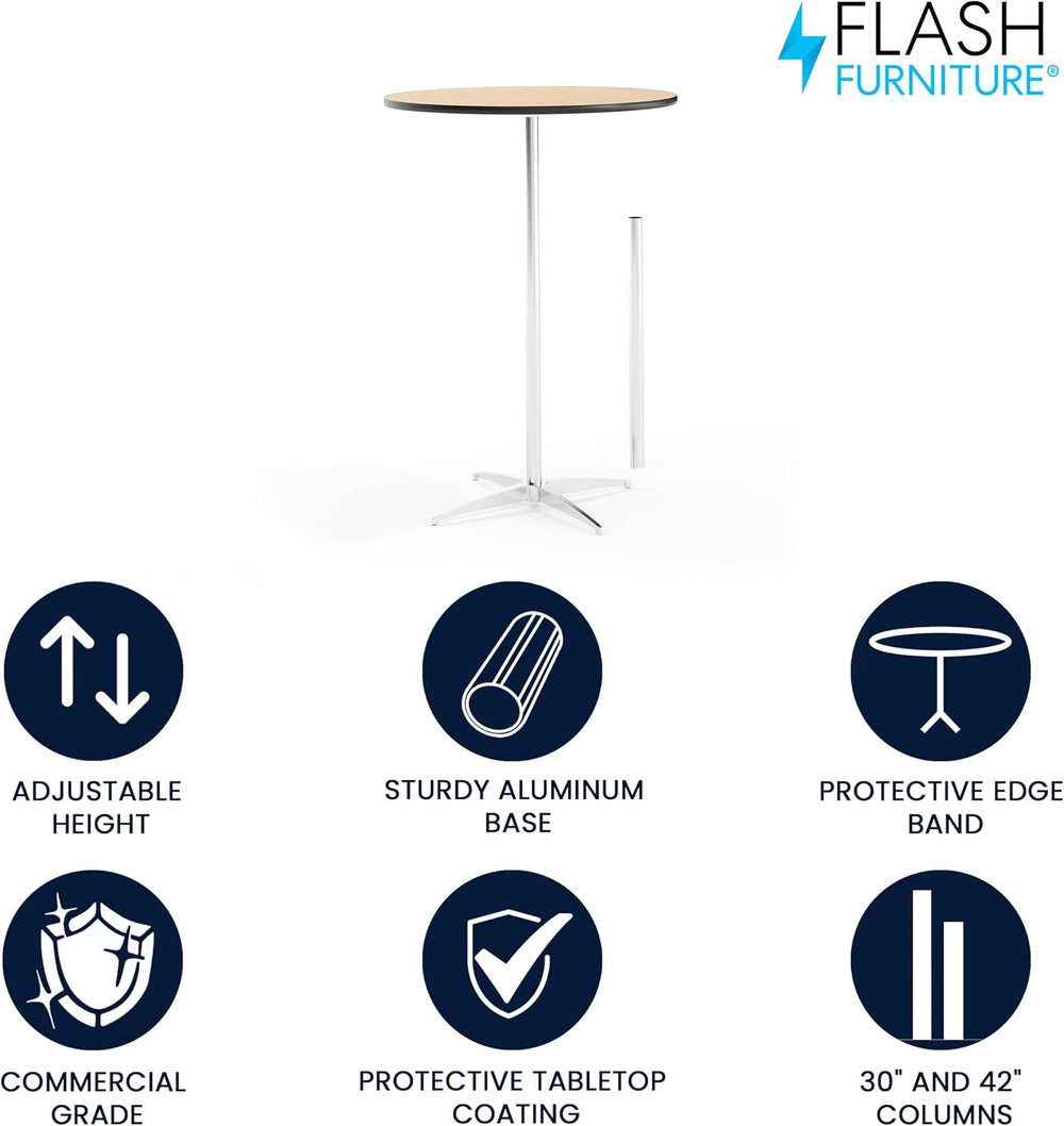 Flash Furniture Lars 30" Round Cocktail Table with 30" and 42"...