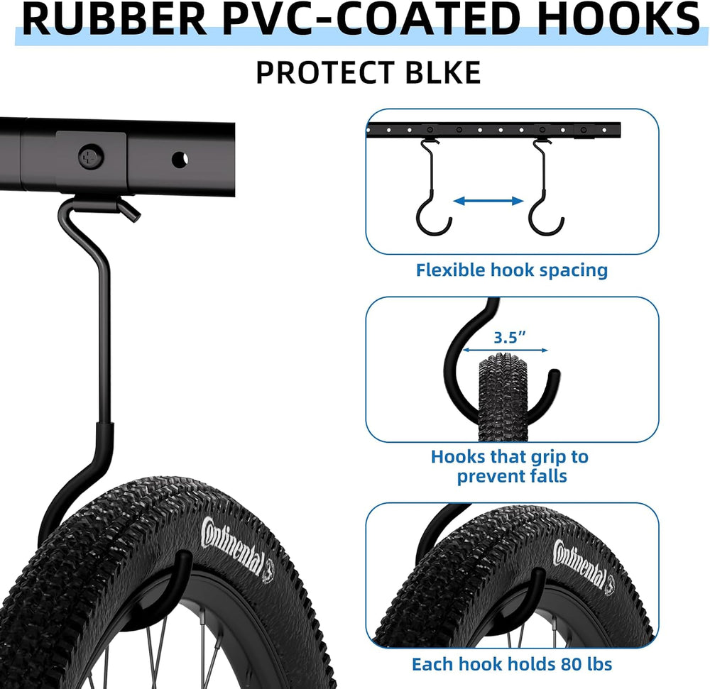 Urban Deco Ceiling Mounted Bike Rack for Garage, Indoor Metal Bike Hanger wit...
